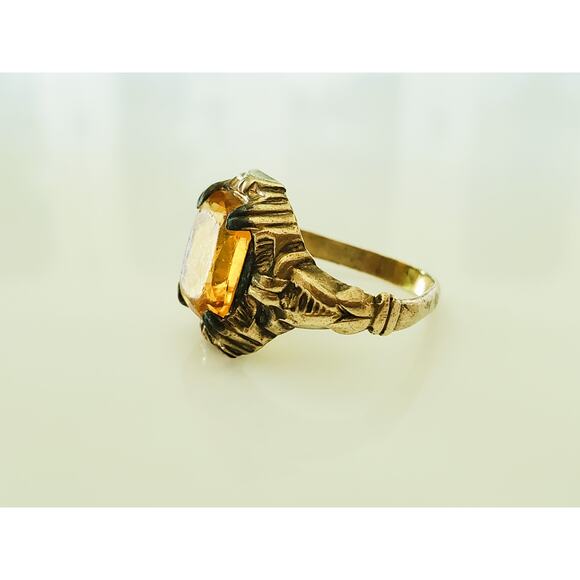 Vintage Uncas Designer Yellow Stone Ring Project - Picture 2 of 5